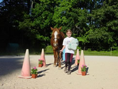 Kimberly sets out through the "carrot patch" with her pony. 